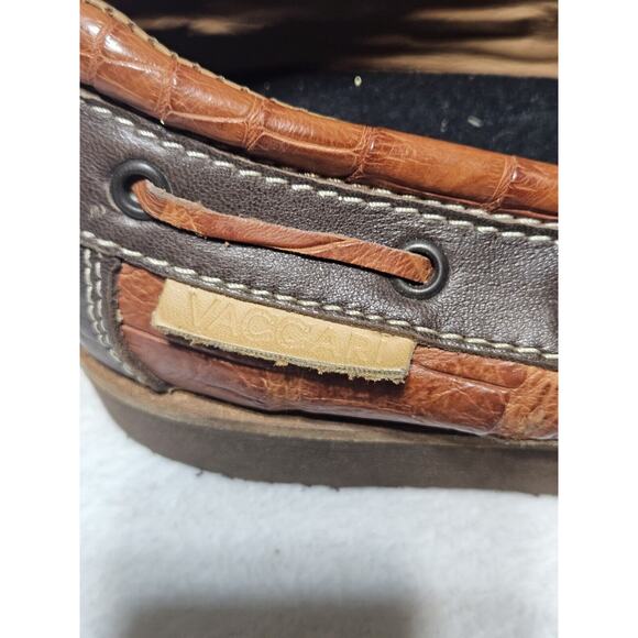 Vaccari Loafers moccasins Boat Shoes 100% Cow Goat Leather Brown Sze 11